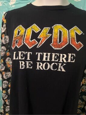 AC/DC Black Tee with Yellow-Orange Gradient Logo